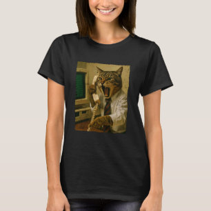 Katt på kontoret Meme Kattälskare Kattmamma Kattpe T Shirt