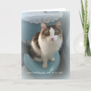 Katt på kort för toalettservicehälsning