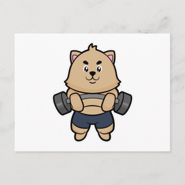 Katt på kroppsbyggning med skivstång vykort (Framsida)