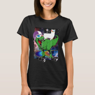 Katt på Lama på Rex Dinosaur 3D Glasögon Galax T Shirt