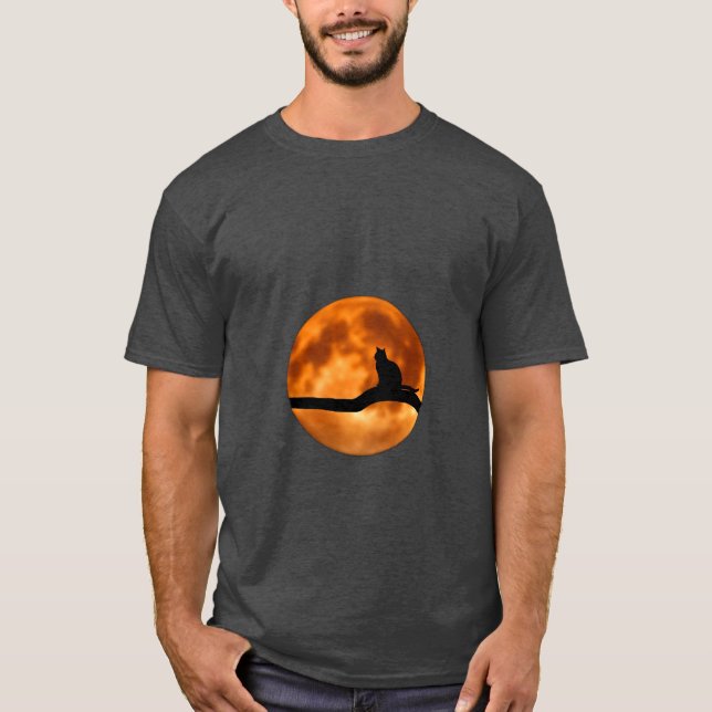 Katt på log Sunset T-Shirt (Framsida)
