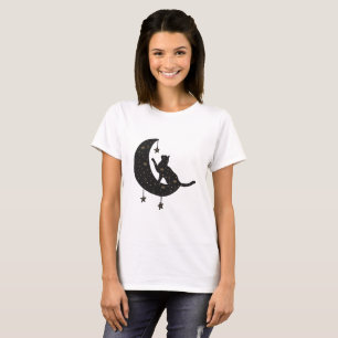 Katt på Måne Celestial T Shirt