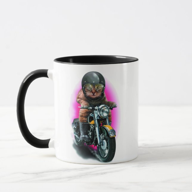 katt på motorcykel mugg (Vänster)