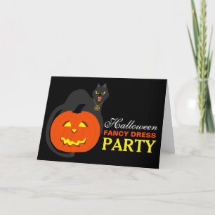 Katt på Pumpkin Halloween Finare Dress Party Inbju Tack Kort