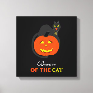 Katt på Pumpkin, var försiktig med katten Canvastryck