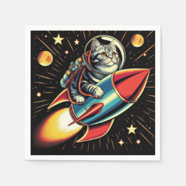 Katt på raketservetter! pappersservett
