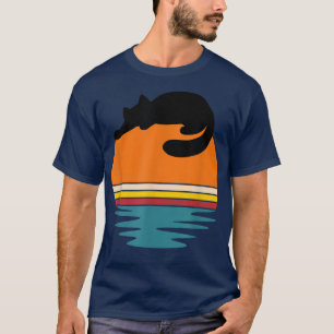 Katt på Retro Sunset Cute Cat T Shirt