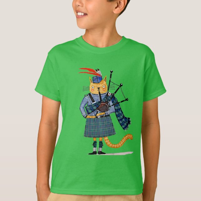 Katt på säckpipa - T-shirt (Framsida)