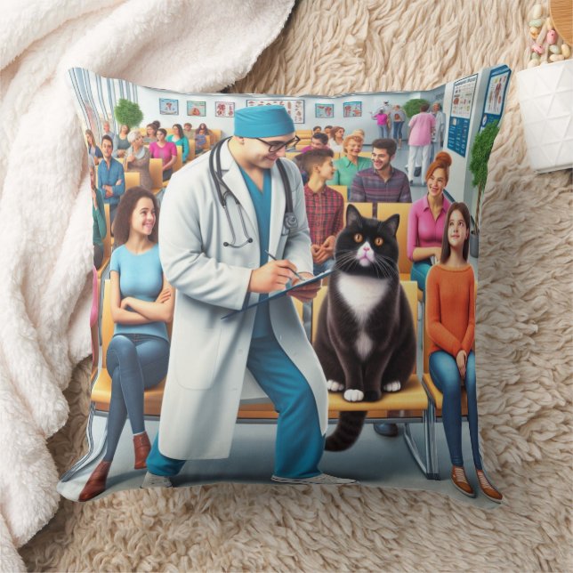 Katt på sjukhus kudde (Filt)