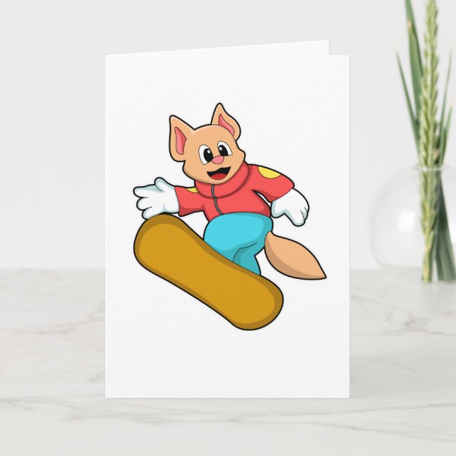 Katt på Snowboard Sport Kort (Framsida)
