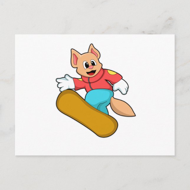 Katt på Snowboard Sports Vykort (Framsida)