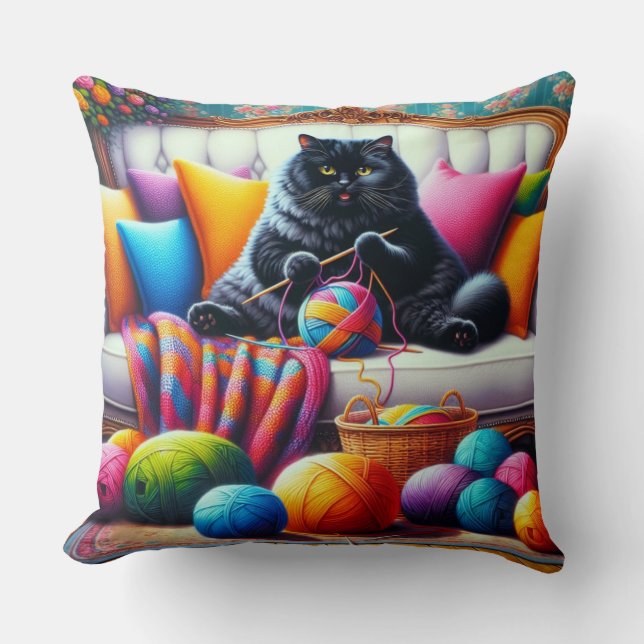 Katt på soffan med söta saker kudde (Framsida)