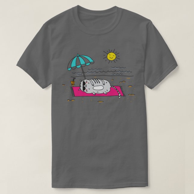 Katt på stranden t shirt (Design framsida)