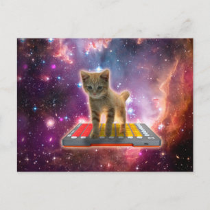 Katt på synthesizers i rymden vykort
