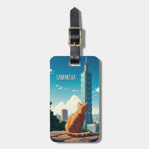 Katt på Taipei 101 Taiwan Bagagebricka