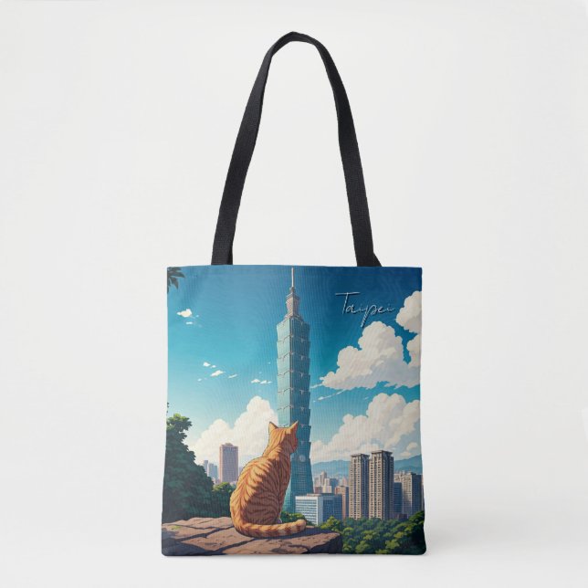 Katt på Taipei 101 Taiwan Tygkasse (Framsida)
