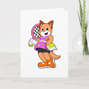 Katt på tennis med tennisracket kort
