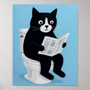 Katt på toalett badrum väggkonst