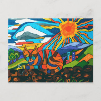 Katt på väggen vykort