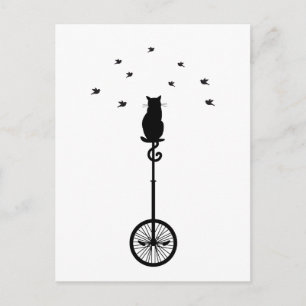 Katt på vintagens cykel med fåglar vykort