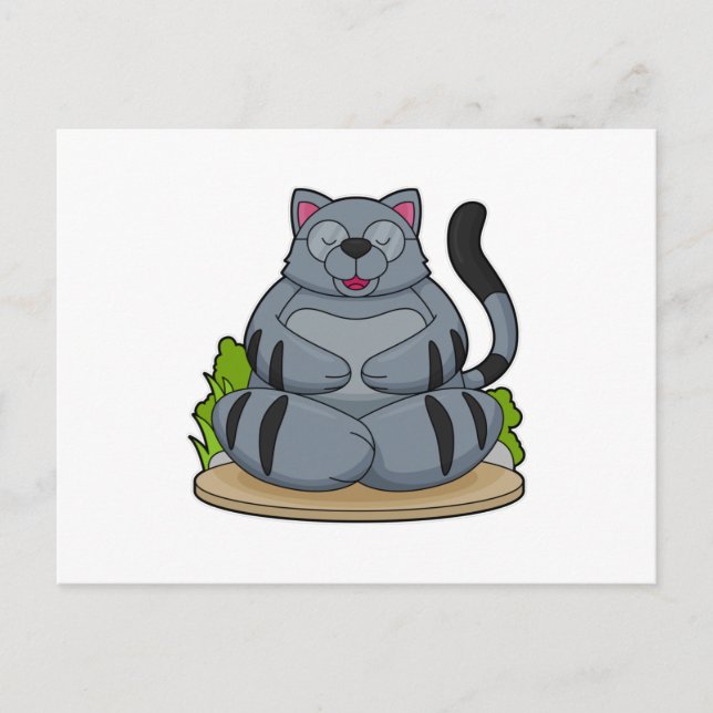 Katt på Yoga Fitness Vykort (Framsida)