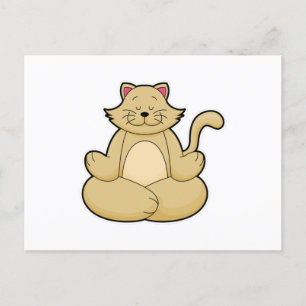 Katt på yogasträckningsövning i korsben vykort
