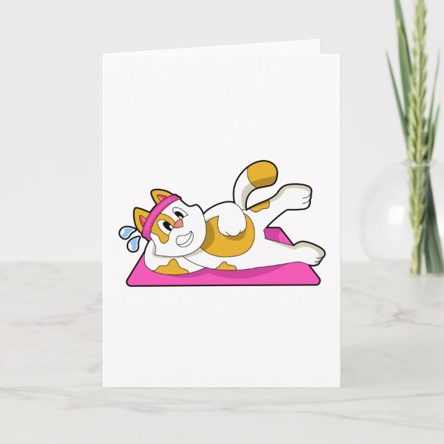 Katt på yogastretching övning kort (Framsida)