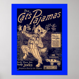 Katt Pajamas vintage somnotblad täcker, kopierar Poster