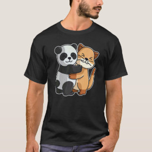 Katt & Panda kramar litet djur Söta djur för kvinn T Shirt
