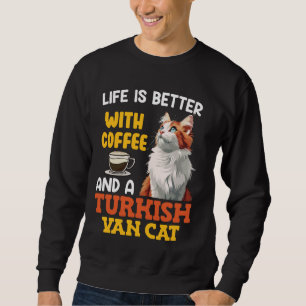 Katt pappa LIV BÄTTRE MED KAFFE OCH TURKISH VA Lång Ärmad Tröja