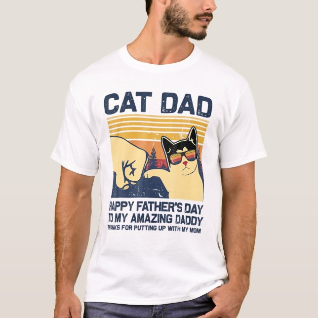 Katt Pappa Lycklig Far till min Fantastisk pappa T Shirt (Framsida)
