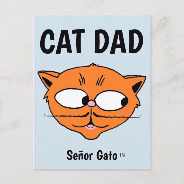 "KATT PAPPA" Señor Gato Moustache Katt Vykort (Framsida)