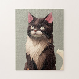 Katt, Papper klippt konst, Djuromsorgt livsmedelsb Pussel