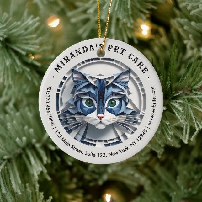 Katt Papper Origami Djuromsorg Grooming Animal Cli Julgransprydnad Keramik (Träd)