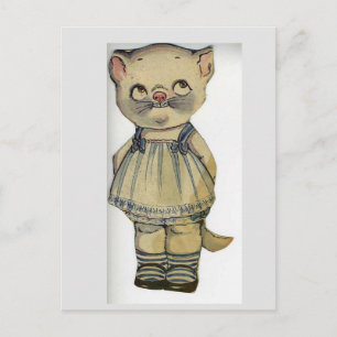 KATT PAPPERSDOCKA VINTAGE SÖT POSTKORT VYKORT