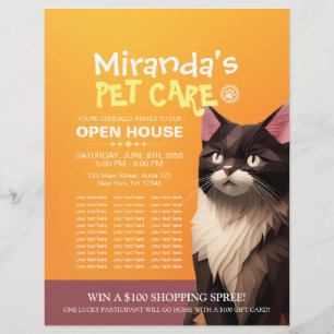Katt Pappra karvar Djuromsorga Djurkliniskt öppet Reklamblad