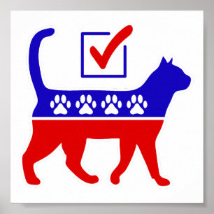Katt Party Logotyp Kattdjur Politik Underbara Part Poster