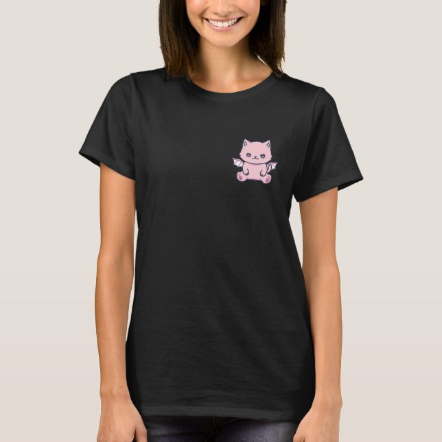 Katt Pastell Goth Söt Estetisk Ägare Älskare Kusli T Shirt (Framsida)