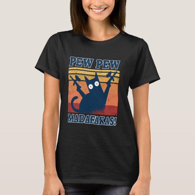 Katt Pew Pew Madafakas Galen Katt Paintball-pistol T Shirt (Framsida)