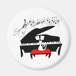 Katt & piano magnet