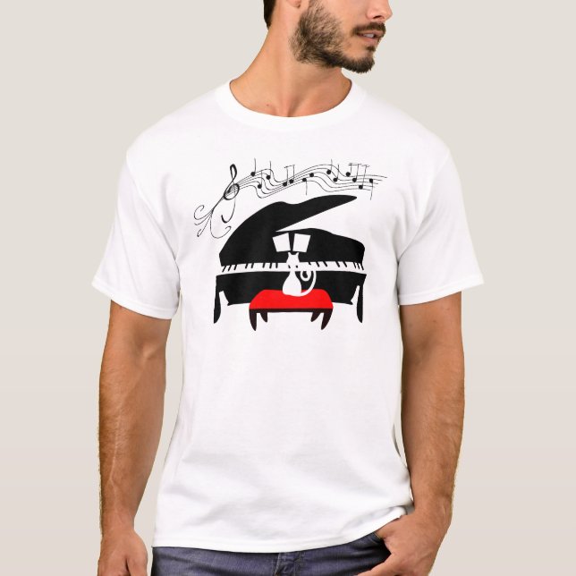 Katt & piano t-shirt (Framsida)