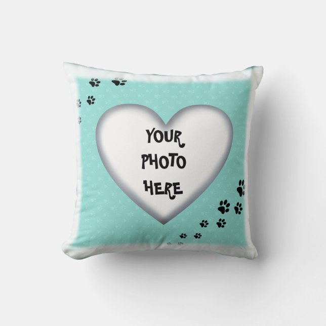 Katt Pillow med tass avtryck, din katt Kudde (Framsida)