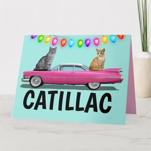 KATT PINK CADDY FÖRSTAKLASS KORT FÖR JUL (Framsida)