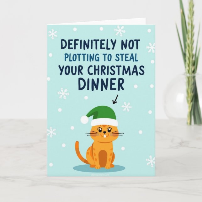 Katt planerar julmiddag kort (Framsida)