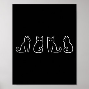 Katt Poserar Kattälskare Minimalistisk Konst  Poster