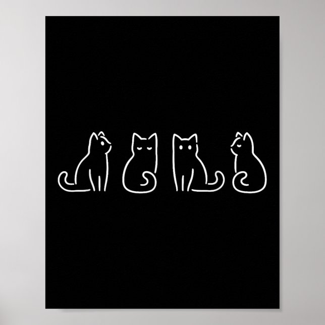 Katt Poserar Kattälskare Minimalistisk Konst  Poster (Framsidan)