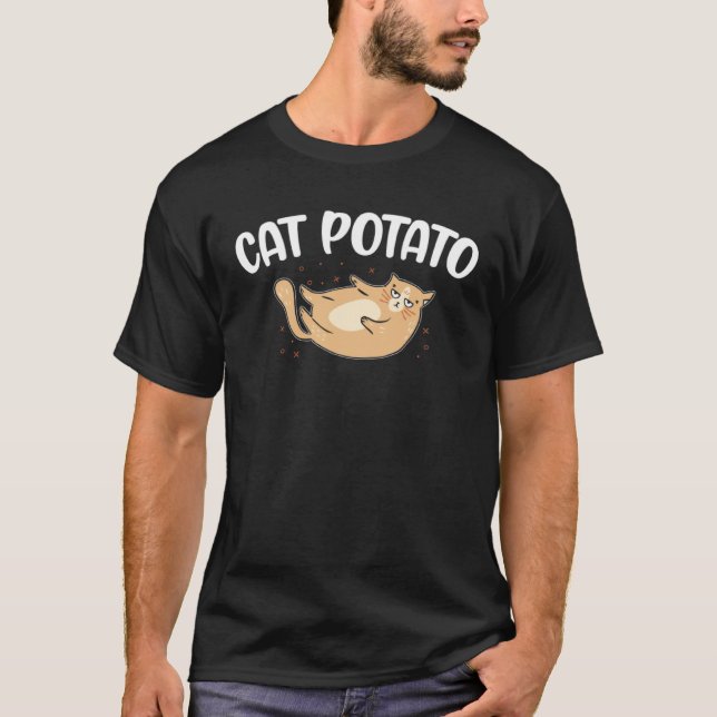 Katt Potatis Potatischips  Vegetariska Spud-friter T Shirt (Framsida)