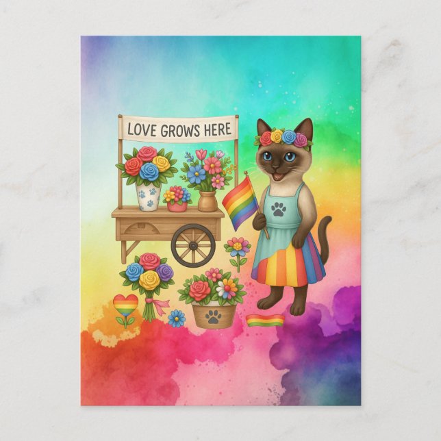 Katt Pride Klor Katt-inspirerat Pride HBTQ Vykort (Framsida)