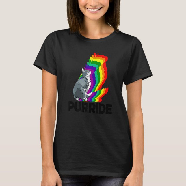 Katt Pride Purride Katt Regnbåge Färg  Katt  Kattu T Shirt (Framsida)