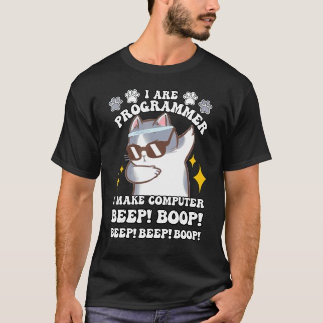 katt programmerare dator jag är programmerare pip  t shirt (Framsida)